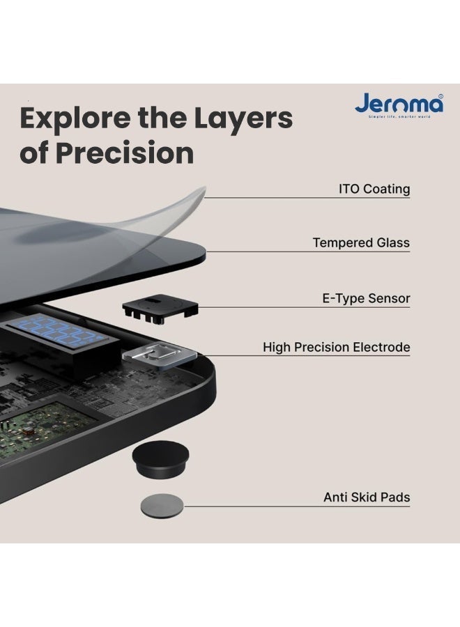 Jeroma Core+ Smart Body Scale, Digital Bathroom Scale for Body Weight and Fat, Bluetooth Scale with App, BMI Analyzer & 23 Health Metrics, 180kg Capacity Smart Body Composition Scale - Image 5